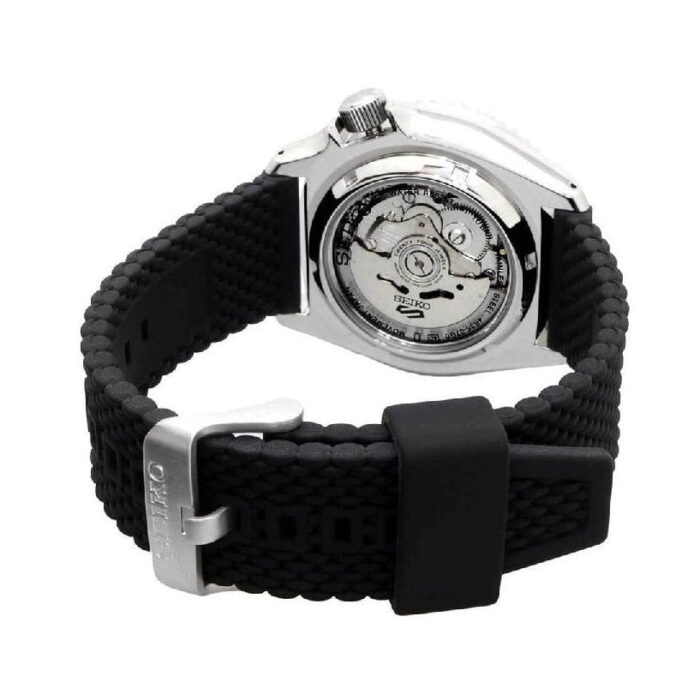 Seiko 5 Sports SKX Automatic Black Dial Black Silicone Strap Watch for Men - SRPD73K2 - Image 8